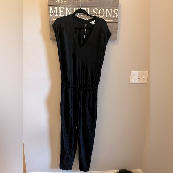 Splendid Black Jumpsuit Sleeveless Drawstring Waist Draped Open Back Size Medium - Picture 2 of 9